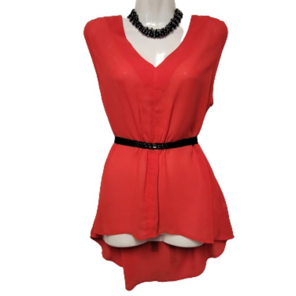 Red Top, Sleeveless Top,Thin Lightweight Blouse Top